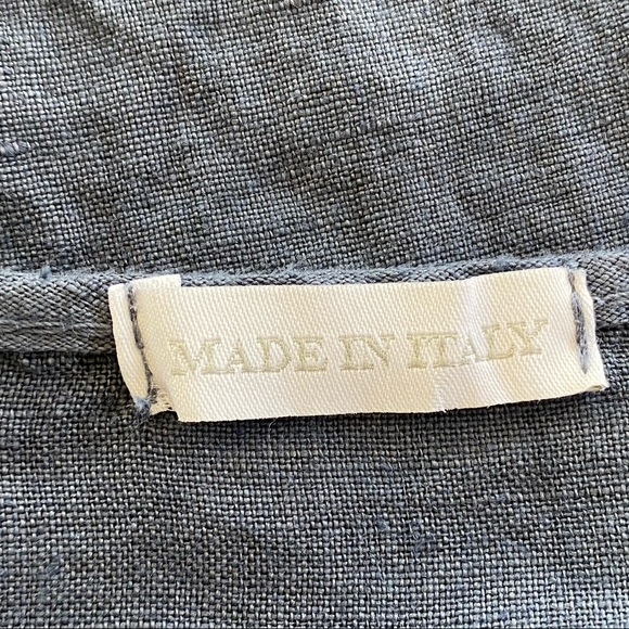 Made in Italy brand Blue Linen Button-Up Blouse - Picture 3 of 10